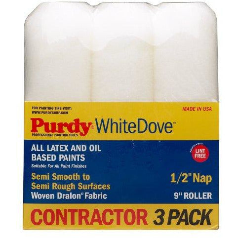 Purdy GIDDS-800630 Roller Covers White Dove 9" x 1/2" Nap, 9 inch 3 Pack