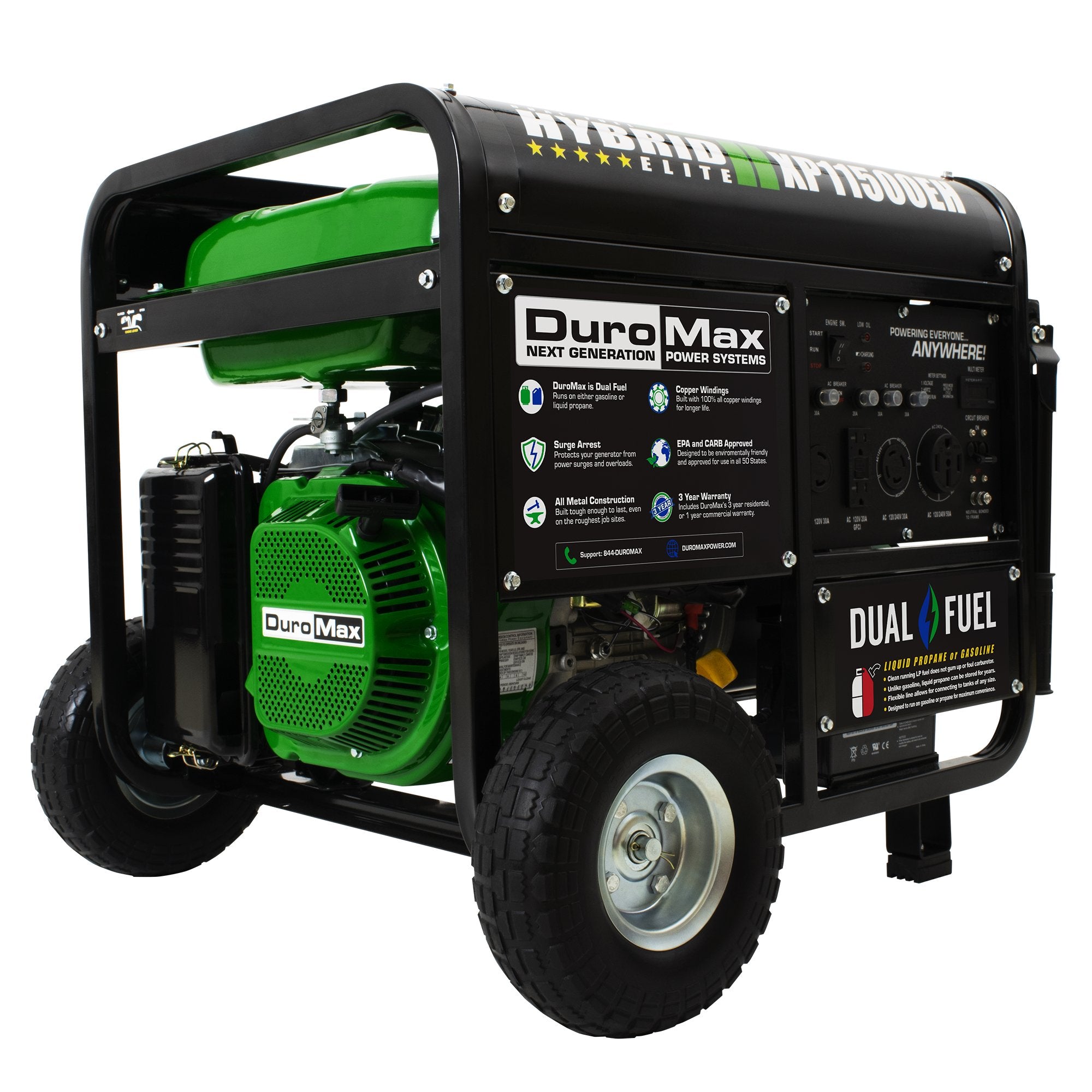 DuroMax 11,500-Watt Electric Start Dual Fuel Hybrid Portable Generator